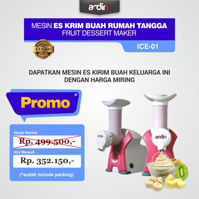 JAYAmart- Mesin Pembuat Es Krim Buah Rumahan ARDIN