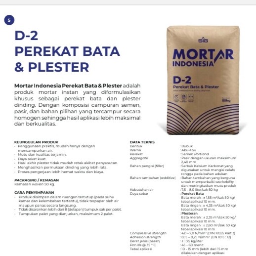 Mortar Indonesia Plester D2 (50kg)