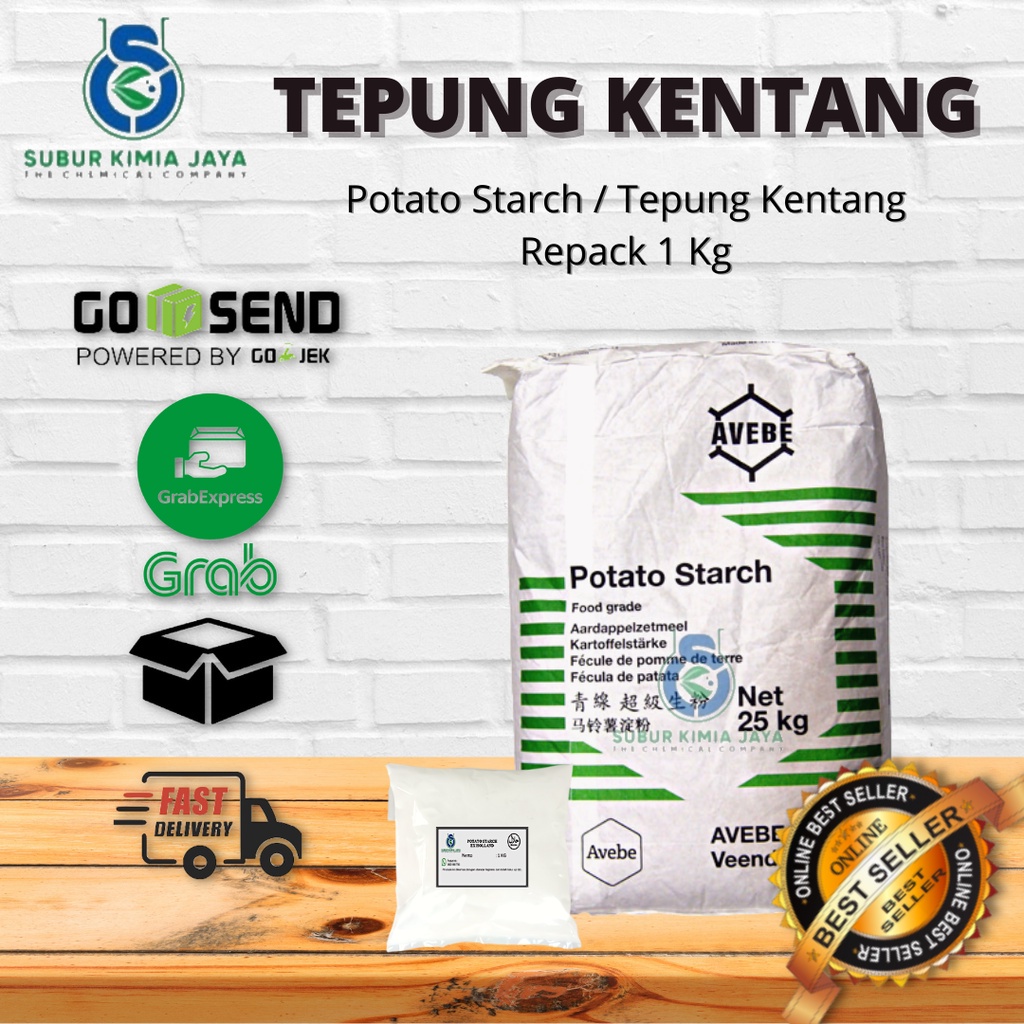 

HJ Tepung Kentang / Potato Starch ex Holland Belanda / Pati Kentang AVEBE Halal 1 KG