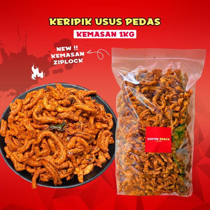 PREMIUM 1kg Kripik Usus Pedas Daun Jeruk Kriuk Camilan Snack Food Kering Jaya Makmur 2 Keripik Cap