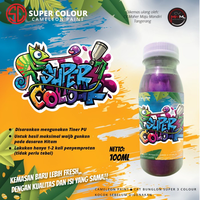 Bakulcat - Cat Bunglon 200Ml Tiga Warna Merah Biru Ungu Super Colour Bergaransi -