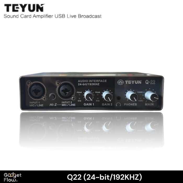 Soundcard TEYUN Q22 Audio Interface 2 Channel 24bit/192KHZ ORIGINAL untuk Laptop Microphone