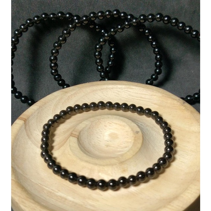 Gelang Black Obsidian Natural 4 mm Top Grade