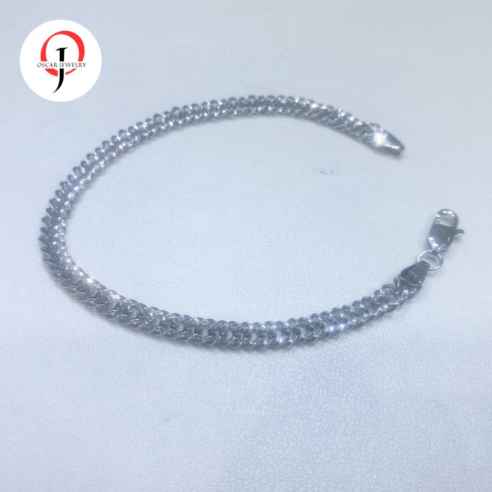 gelang emas putih sisik naga 750 polos 17 k