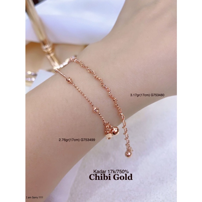 Gelang tangan emas 750 kadar 17% G753480 - Chibi