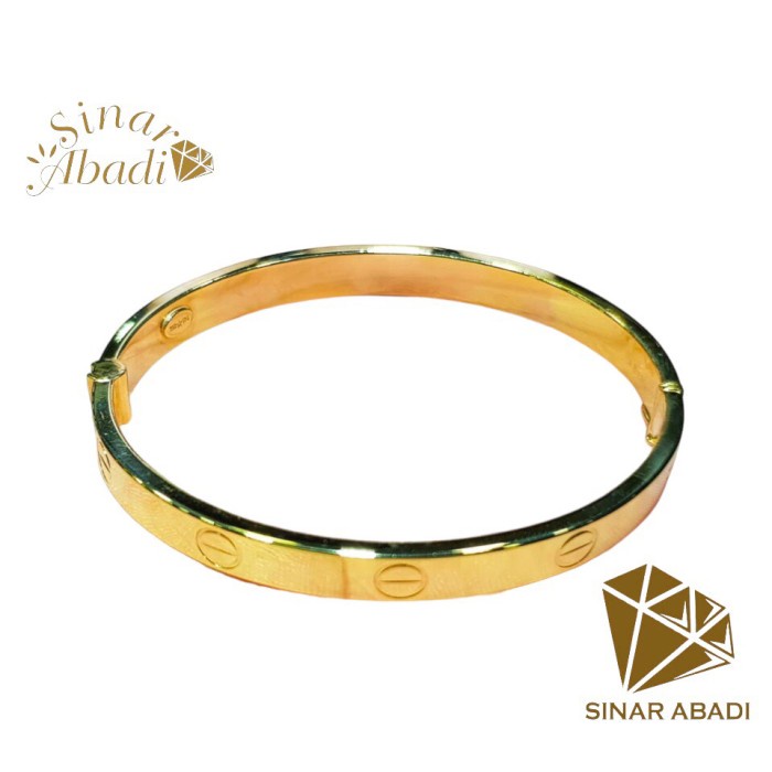 Gelang tangan wanita terlaris model bangle emas asli 17 karat (70%)