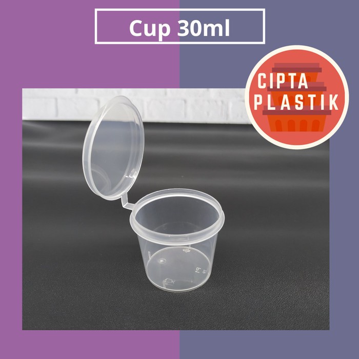 (Good) Cup Saos Sambal 30 ml (50 pcs) Tempat Sauce Mini Slime Tutup Sambung