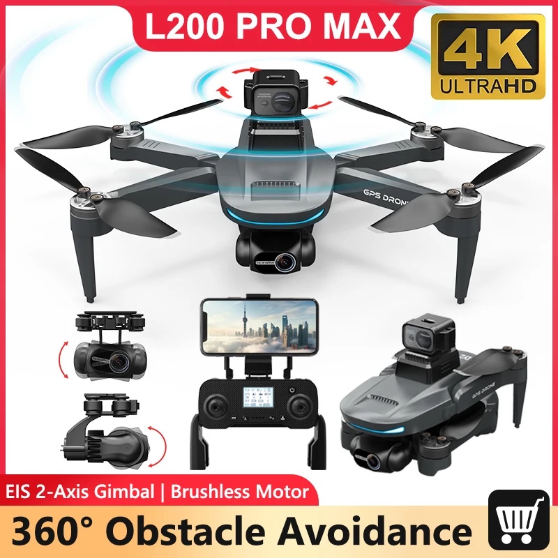 Lyz L200 Pro Max Fpv Drone 2-Axis Ptz 4K Eis Camera 360 Obstacle Avoidance Brushless Gps 5G Aircraft
