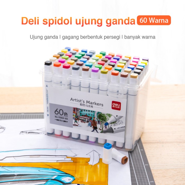 

Deli Spidol 24Warna Dengan Ujung Tip Ganda Desain Profesional 70801-24