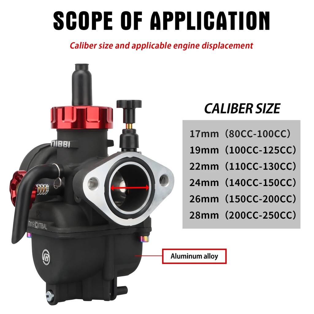 Nibbi 2T 4T Carburetor Pe17 19 22 24 26 28Mm Flange Motorcycle Racing Parts For Honda Yamaha