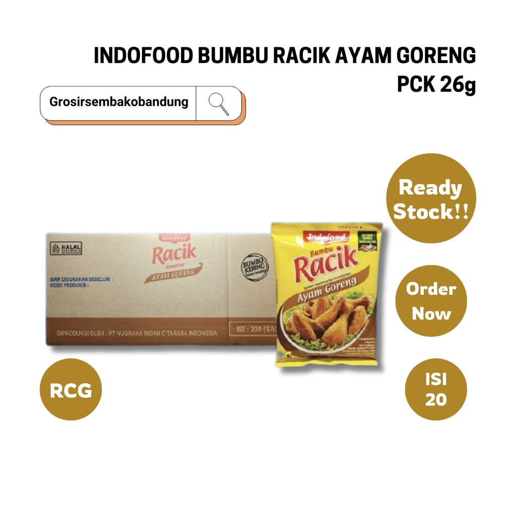 

INDOFOOD BUMBU RACIK AYAM GORENG PCK 26g - 1 Dus - Kota Bandung