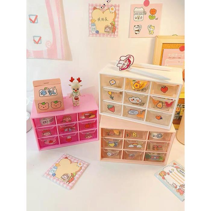 JTTOP" [MILOLI] 9 DRAWERS 6 DRAWERS STORAGE BOX MINI DRAWER DESKTOP INS AESTHETIC DESK - F0035