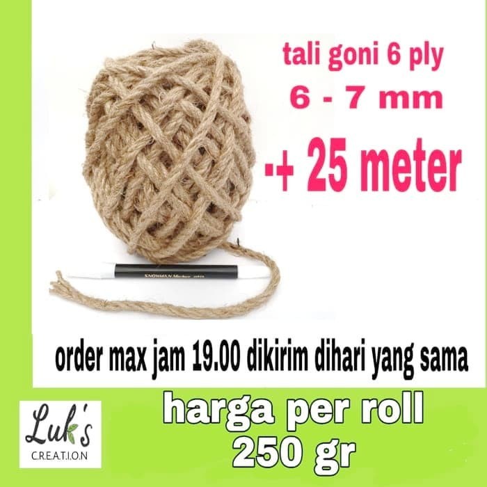 

(Good) Tali goni 6 ply 7 mm 25 meter 250gr - tampar goni - tali rami murah