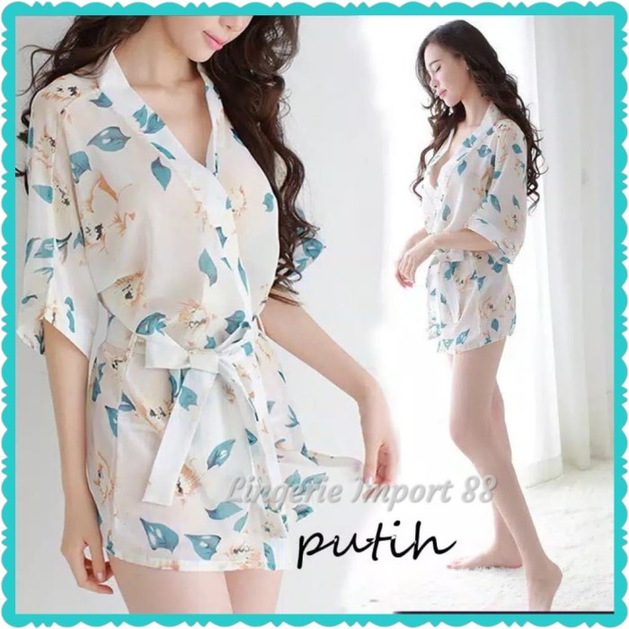 Kimono Sexy Lingerie Gstring Transparan Import-Bahan Chifon High Quality
