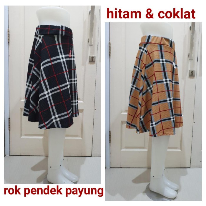 rok pendek kotak wanita - rok payung cewek
