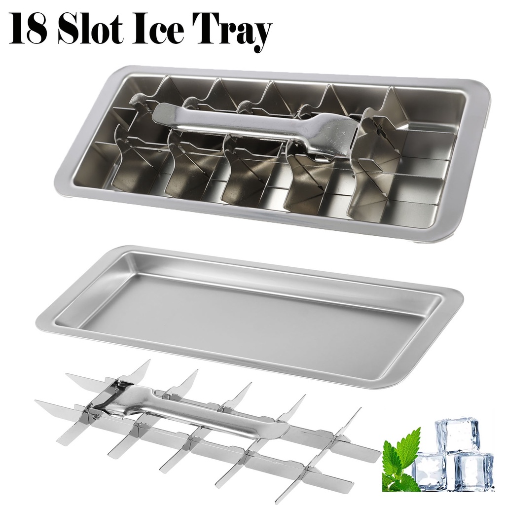 Stainless Steel Ice Cube Tray Mold 18 Slot Removable Ice Cube Maker with Handle Square Tray Mold DIY