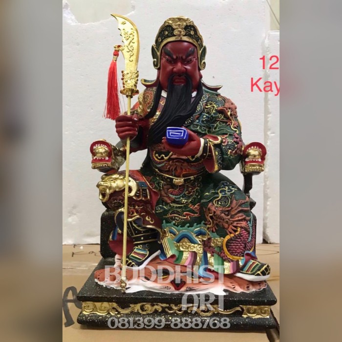 Dewa Kwankong Kwan Kong Guan Yu Kayu 12 Inch Pegang Buku 01