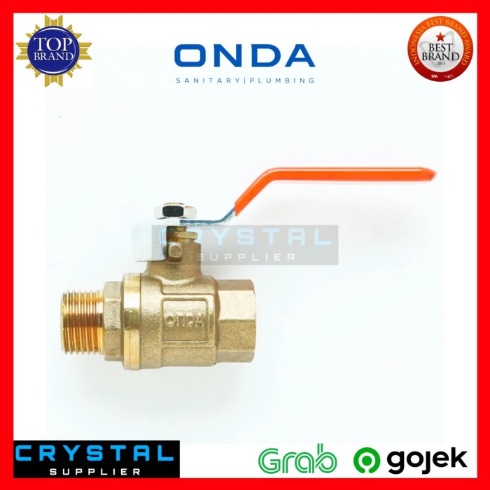PREMIUM BALL VALVE MALE x FEMALE 1/2" ONDA Kuningan / Kran Drat Luar Dalam