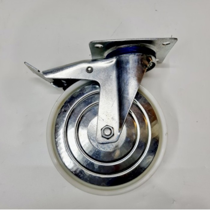 

Roda Trolley / Troli / Troly Nylon Nilon 8 Inch Rem Swivel Brake