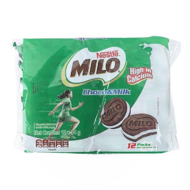 

Snack Nestle Milo Sandwich Cookies Choco & Milk 12 X 34 Gram