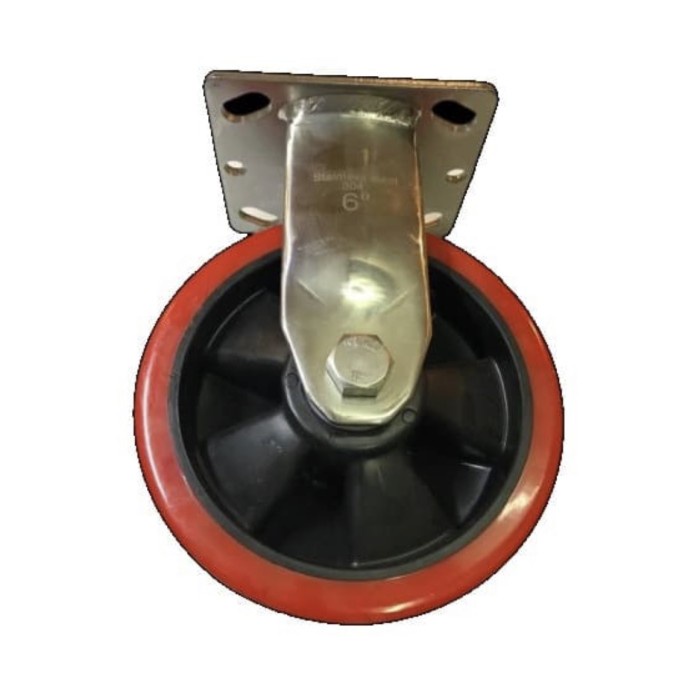 

Roda Troli Trolly Stainless Steel Pu Merah 5 Inch Mati Fixed Ranger