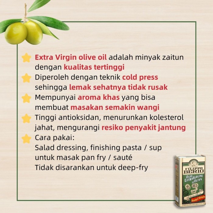 

Filippo Berio Extra Virgin Olive Oil 3 Liter Minyak Zaitun Premium
