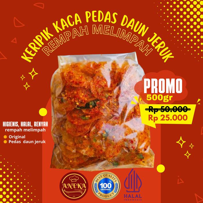 

500gr Keripik Kaca Pedas Daun Jeruk Aneka Snack & Food Makanan Camilan Keripik Cemilan Viral Kripca