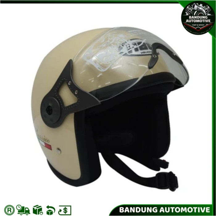 Helm Motor Hbc Classico Helm Half Face Dengan Visor Aksesoris Motor Perlengkapan Otomotif