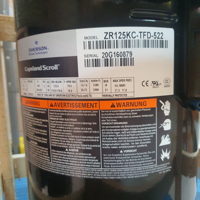 Unik Kompresor Ac Copeland Zr125Kc-Tfd-522 R22 (10Pk)
