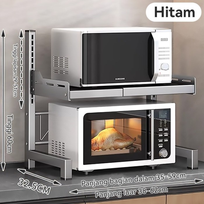 {{ Rak Microwave Oven Rak Tembok Dinding 304 Rak Dapur Stainless Steel Ready }}