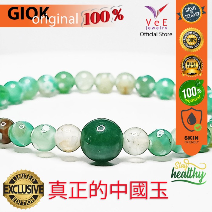 TERBARU Gelang Tasbih 33 Butir Batu Giok Cina Asli 6mm - VeE Bracelet Batu