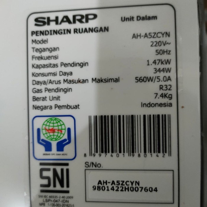 AC SHARP AH-A5UCY 1/2pk TURBO COOL SERIES R32 0.5pk Garansi 10th 5ucy