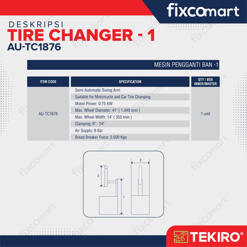 Paket Tekiro Tire Changer Pengganti Ban Mobil Motor dan Mesin Nitrogen Isi Angin Ban