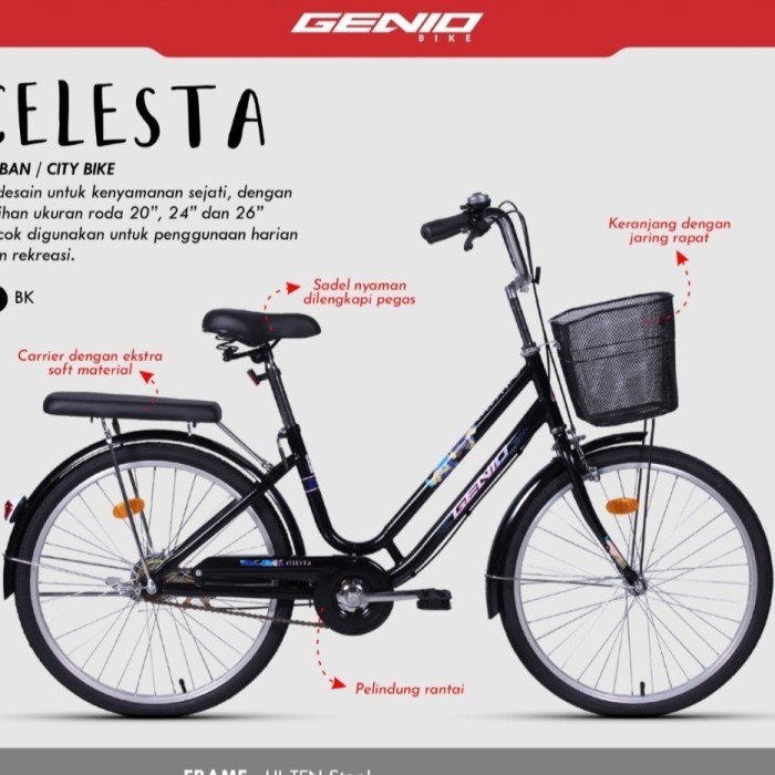 Sepeda perempuan mini city bike 24 inch Genio Celesta New By United Kode 164
