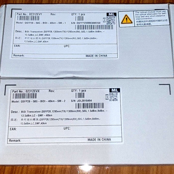 Qsfp Huawei Bidi 50G-40Km-Singlemode