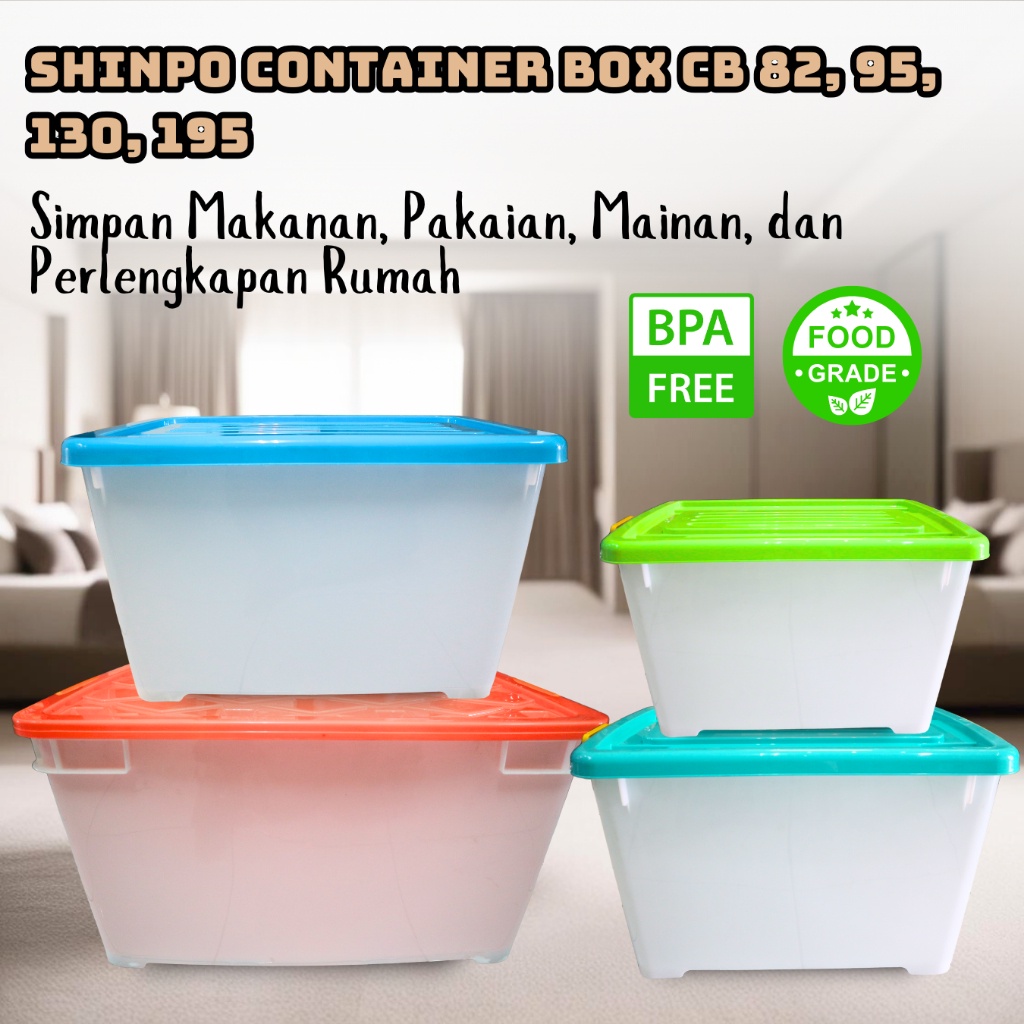Terbaru Box Container Plastik Jumbo 95L ~ 200L Penyimpanan Besar Tebal Anti Pecah - Ezy Shinpo - DM