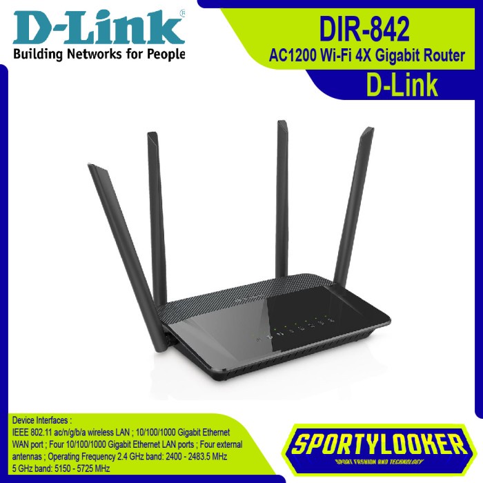 D-Link Dir-842 / Dir842 Wireless Ac1200 Wi-Fi 4X Gigabit Router