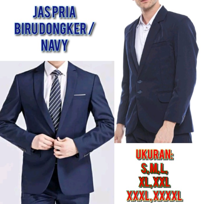 JAS BLAZER FORMAL SLIM FIT JUMBO PRIA JAS BLEZER RESMI KERJA NIKAH WISUDA BIRU DONGKER NAVY POLOS