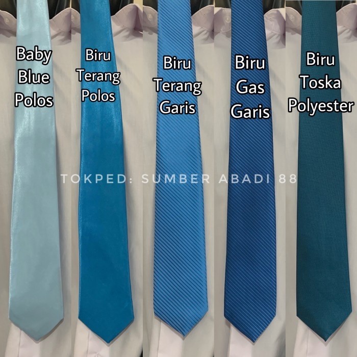 Dasi Pria Ikat Manual Dewasa Panjang Polos dan Motif Garis Salur Warna Biru Dusty Navy Dongker Toska
