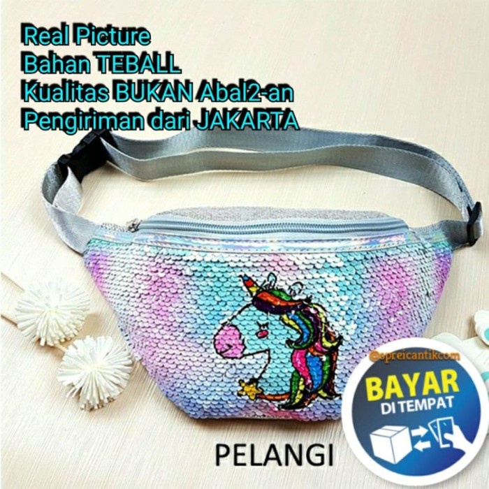 Nevarastore- Tas Pinggang Selempang Slempang Wanita Anak Cewe Sequin Sisik