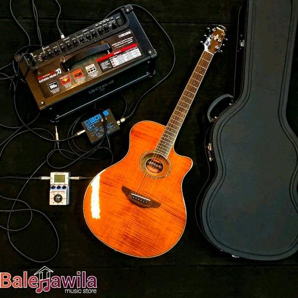 Gitar Acoustic Yamaha Apx600 FM APX600FM APX 600 FM Flame Maple