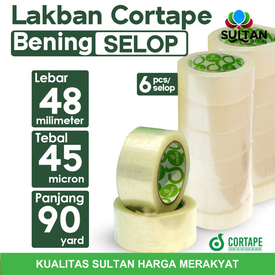 

Lakban Cortape Bening 48 mm x 90 Yard Setara Daimaru Satu Selop
