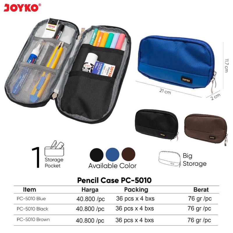 

Pc 5010 Zipper Pencil Case Sleting / Kotak Tempat Pensil kantong Jumbo Joyko PC-5010 Pc5010