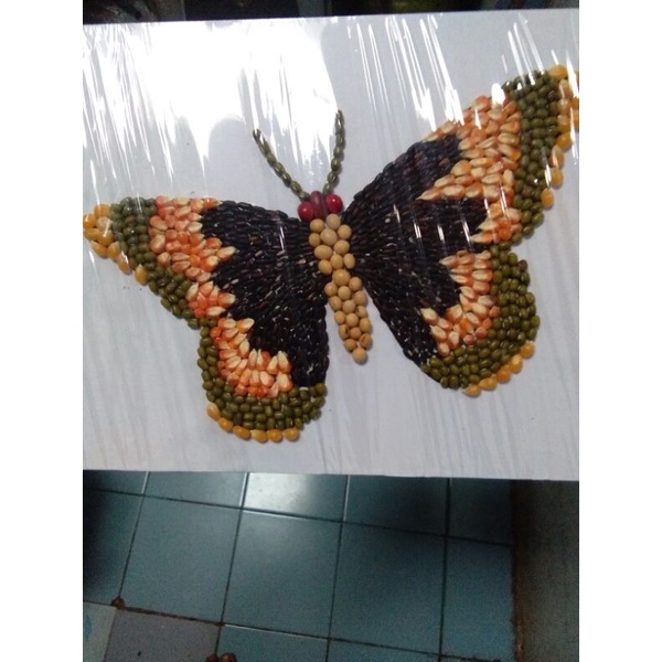 

kolase biji bijian kupu kupu prakarya