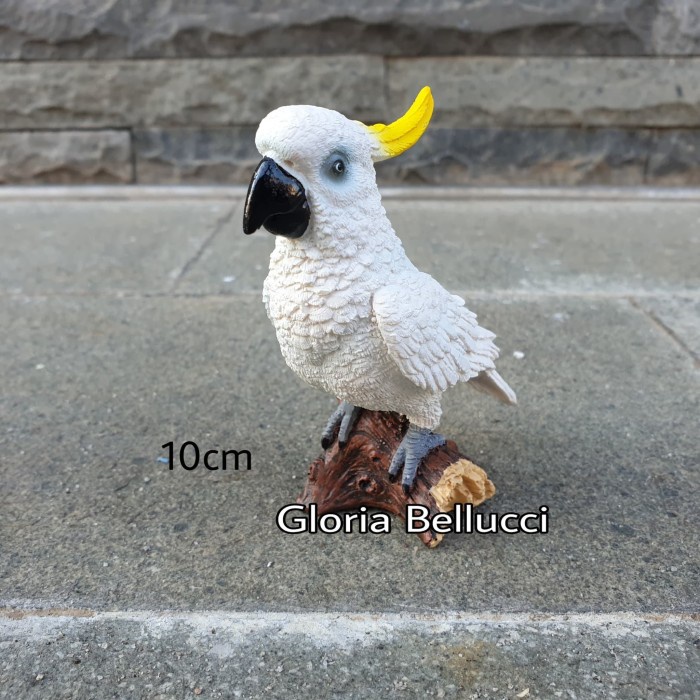 PATUNG PAJANGAN BURUNG KAKAKTUA MINIATUR KAKATUA PUTIH