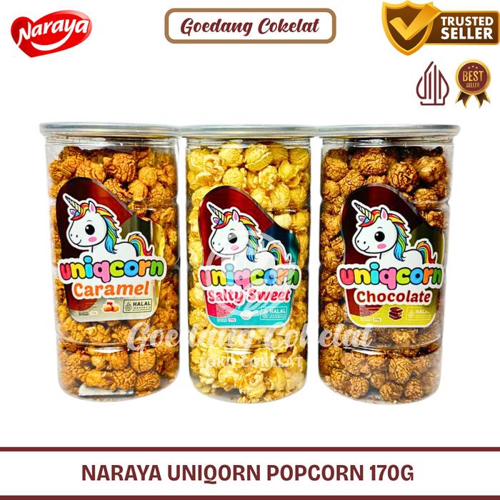 

terbaru !!! naraya uniqcorn popcorn big ball berondong jagung rasa coklat caramel sweet salty 170g