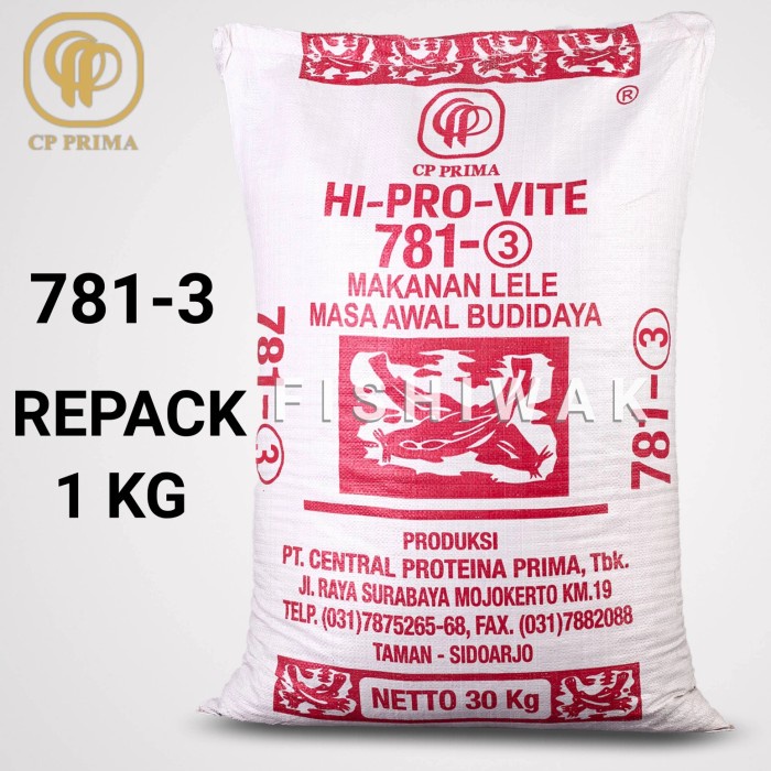 JTTOP" 781-3 REPACK 1KG / 1 KG PELET 781 / PAKAN LELE 781 3 / PROVIT