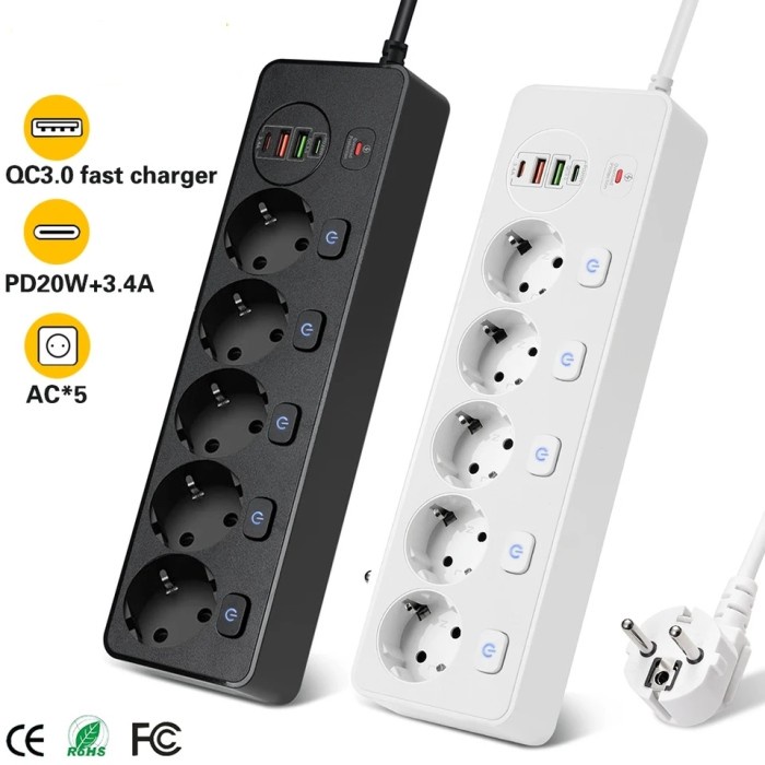 JT READY POWER STRIP MULTITAP EXTENSION CORD ELECTRICAL SOCKET WITH 4 USB PORTS
