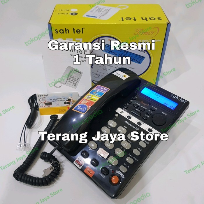 New Telepon Kabel Sahitel S-77 Pesawat Telepon Rumah Sahitel S77 (Hitam)