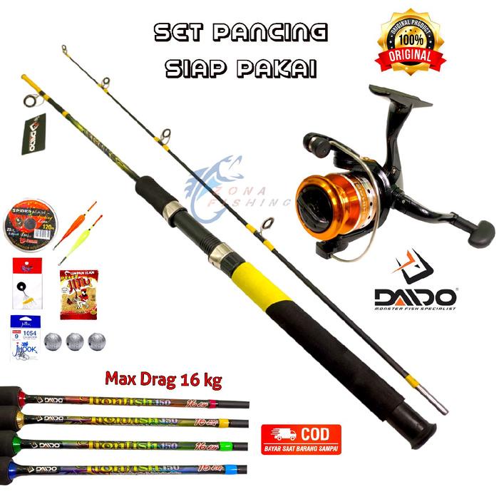 Produk Terbaru Set Pancing Joran Shikari Full Eva 16 Kg Fiber Solid Komplit Siap Mancing Cod